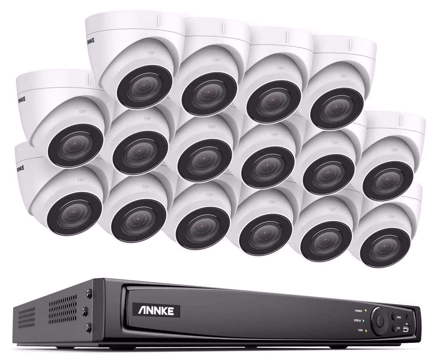 Kit di telecamere di sicurezza – Registratore video in rete (NVR) a 16 canali – 16 telecamere IP – Risoluzione 8MP – Grado di protezione IP67 (resistente agli agenti atmosferici)