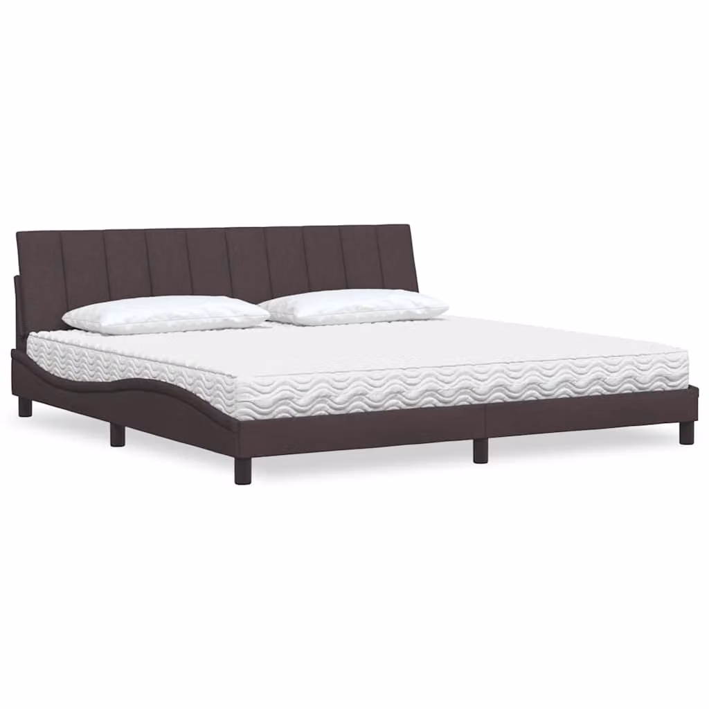 Letto con Materasso Hanko vidaXL in Tessuto Marrone e Bianco L/P/H: 200 x 200 x 74,5 cm – 1