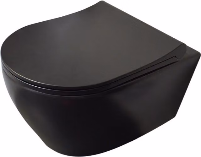 Belvit WC nero opaco senza brida, WC sospeso con funzione bidet e coperchio con chiusura ammortizzata