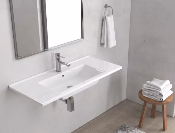 ETNA lavabo rettangolare sospeso 100x45x16,5 cm in porcellana
