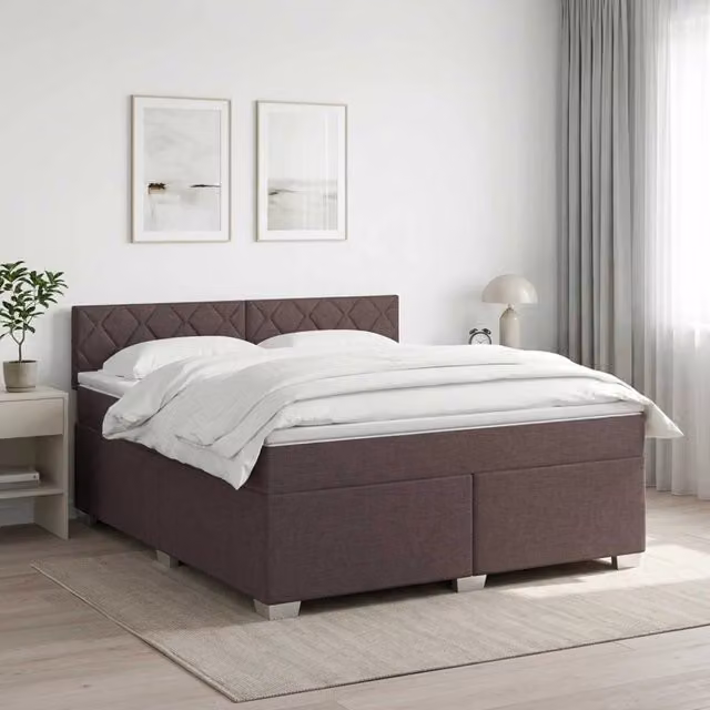 Letto box spring con materasso ibrido vidaXL Marrone e Bianco L/P: 180 x 200 cm – 1