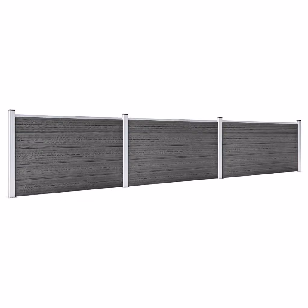 Set di elementi di recinzione WPC 526x105 cm nero