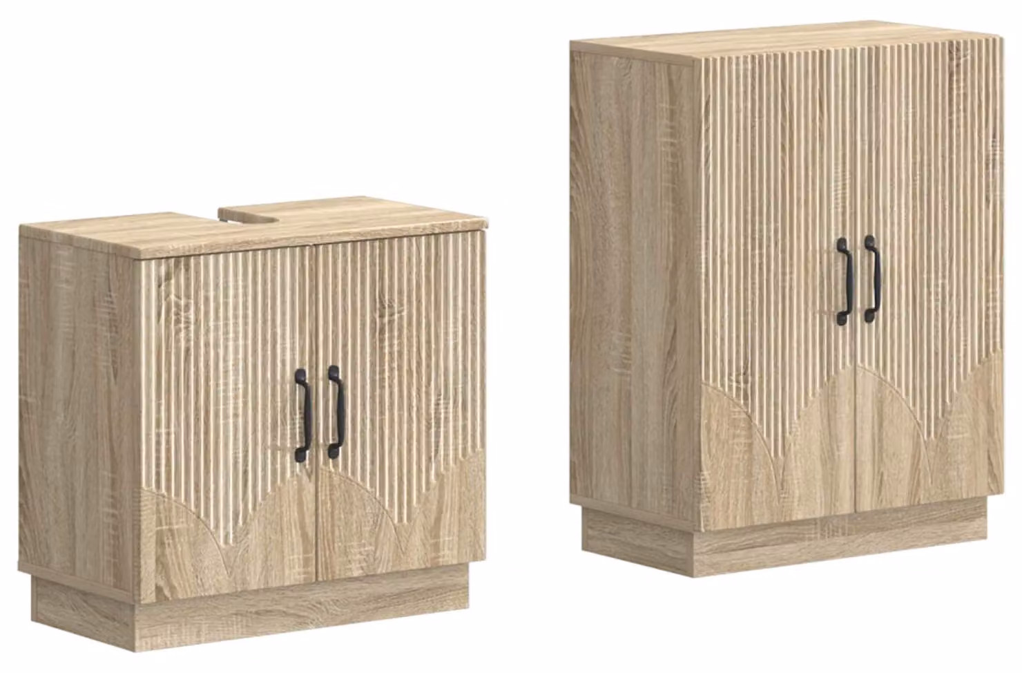 Set di due mobili da bagno, modello HOORN, in legno effetto Sonoma