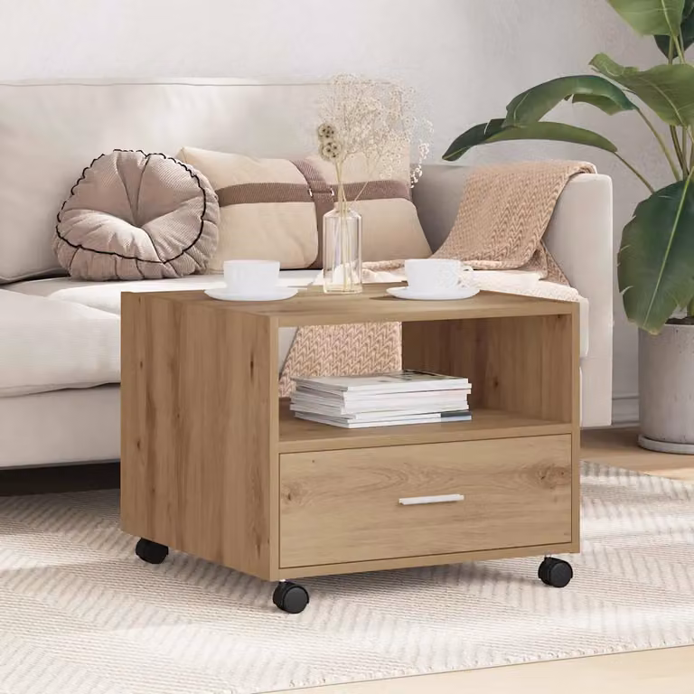 Tavolino da salotto moderno vidaXL in rovere marrone, L/P/H: 55 x 55 x 45 cm