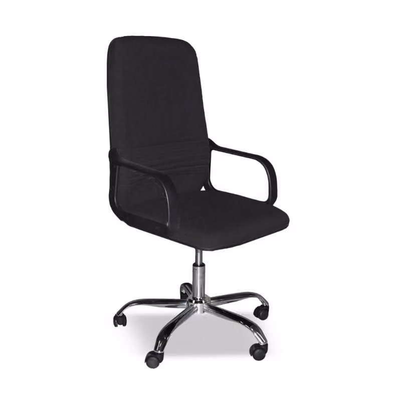 Poltrona da ufficio ergonomica Effezeta Italia CR106H in tessuto nero con braccioli e base in metallo – 2