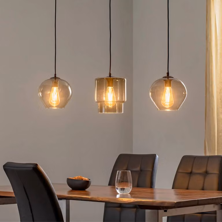 Lampada a sospensione in vetro Svala Argon, dimmerabile, Alluminio / Grigio / Zincato, Soggiorno / Sala da pranzo, Vetro, Moderno, Lampada a sospensione