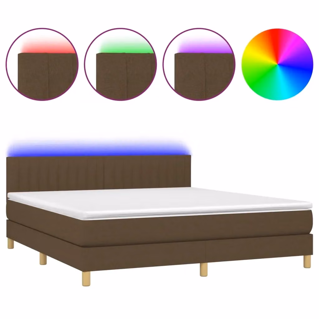 Letto Ibrido con Materasso e Illuminazione LED vidaXL in Tessuto Marrone Scuro L 180 x P 200 cm – 2