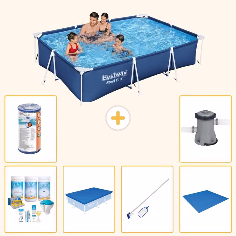 Bestway Steel Pro, piscina rettangolare - 300x201x66 cm - 7 pezzi - Modello S22246
