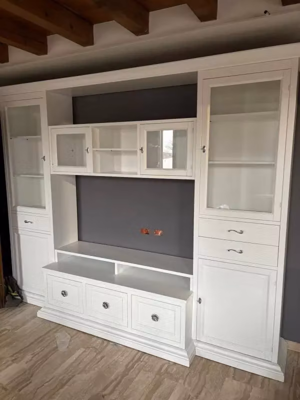 Parete attrezzata porta tv in legno bianco Mobili 2G L: 300 cm, P: 54 cm, H: 222 cm – 3