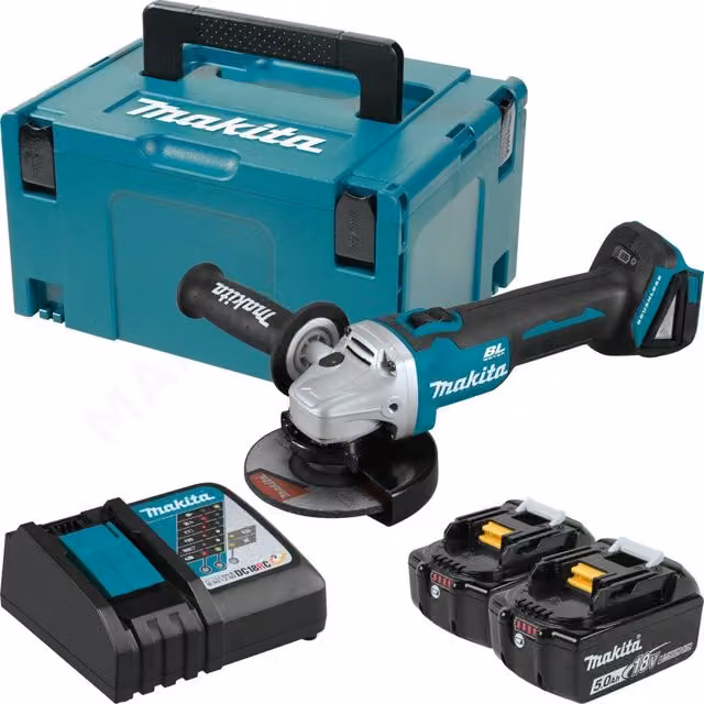 Smerigliatrice angolare Makita DGA504RTJ 18V Brushless con 2 batterie da 5,0 Ah e disco da 125 mm