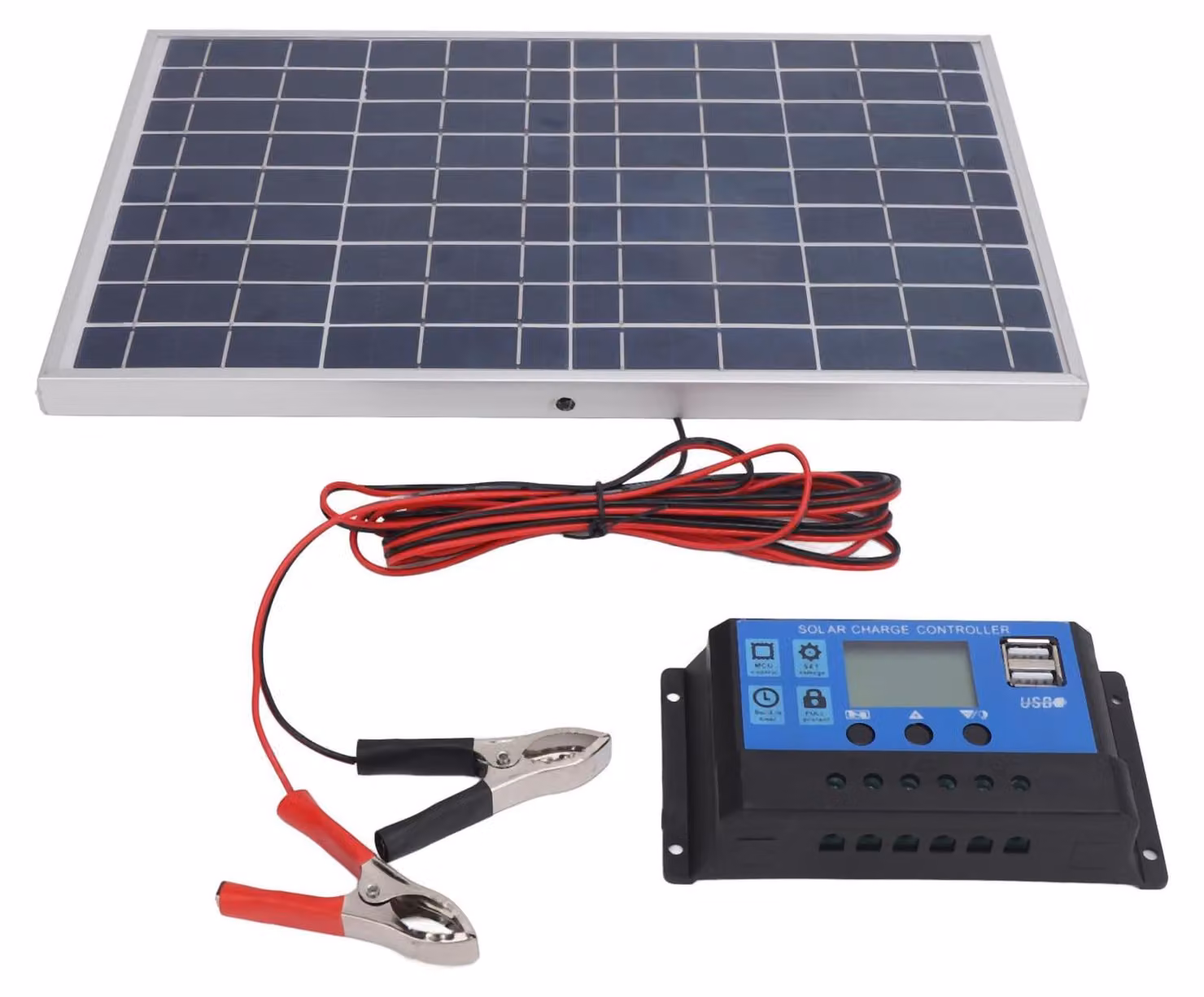 Caricabatterie solare da 10W per batterie da 12V, policristallino, grado di protezione IP65