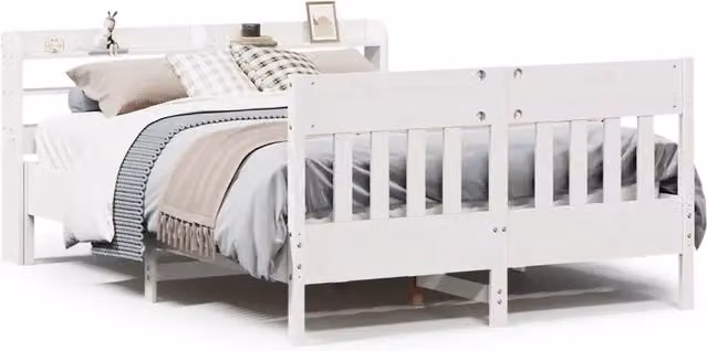 Letto matrimoniale | Letto per adulti | Letto senza Materasso Bianco 140x190 cm Legno Massello di Pino