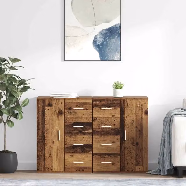 Set di 2 Sideboard CORONA vidaXL in legno e metallo, colore marrone, L/P/H: 59 x 39 x 80 cm – 1