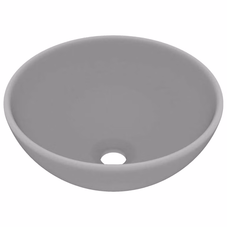Lavandino Lusso Rotondo Grigio Chiaro Opaco 32,5x14 cm Vetroceramica