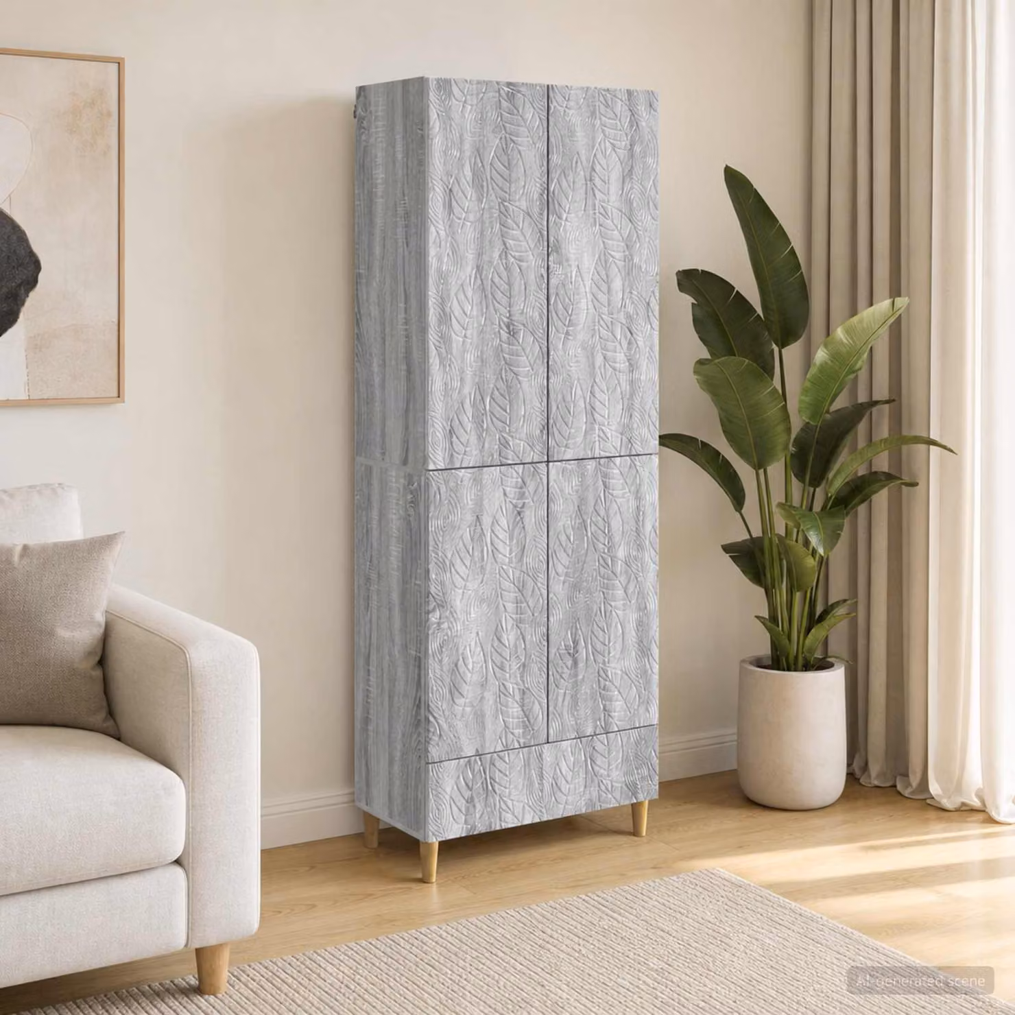 Set di 2 armadi moderni vidaXL in legno MDF grigio opaco con ante a battente e illuminazione integrata