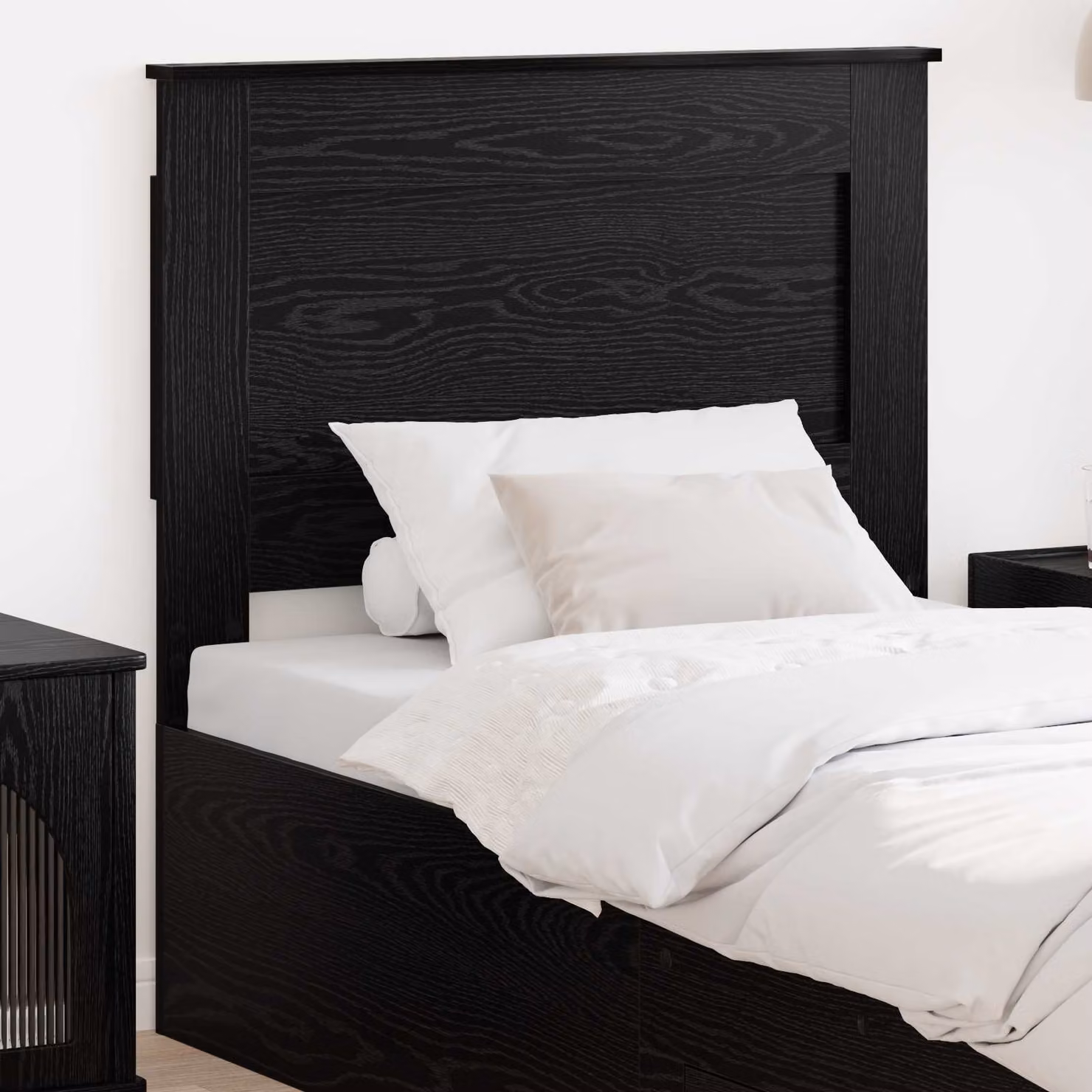 Testiera per letto moderna vidaXL in legno ingegnerizzato rovere nero