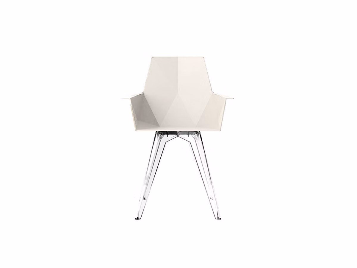 Faz Sedia con Braccioli - Bianco / Base Trasparente