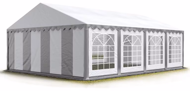 TOOLPORT Tendone per feste 4x8 m PVC grigio-bianco 100% impermeabile Tendone da esterno Tenda party