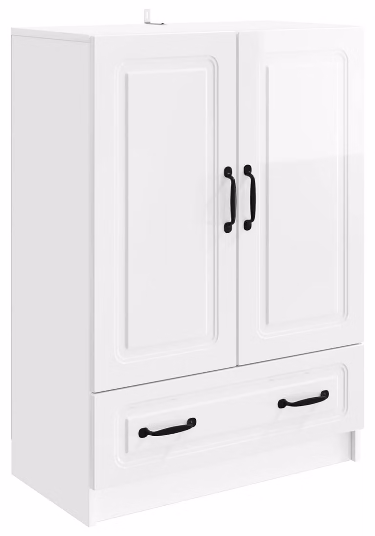 Credenza Bianco Lucido 66 x 34,5 x 92 cm Legno ingegnerizzato