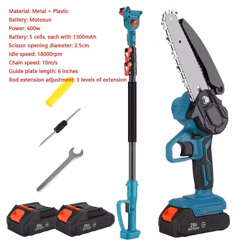 Troncatrice a batteria e motosega portatile 2-in-1 - 800 W, motore brushless - lama da 20 cm - batteria inclusa - estensione fino a 3 metri - modello E
