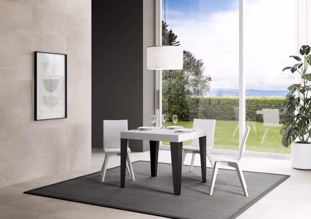 Tavolo da pranzo allungabile Flame GIORDANOSHOP in legno di frassino bianco e antracite L/P/H: 90-246 x 90 x 77 cm – 2
