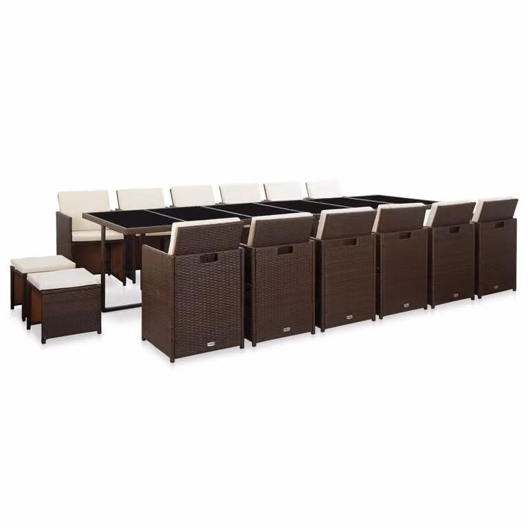 Maison Exclusive - Set da giardino completo per 17 persone, con cuscini, in rattan sintetico marrone