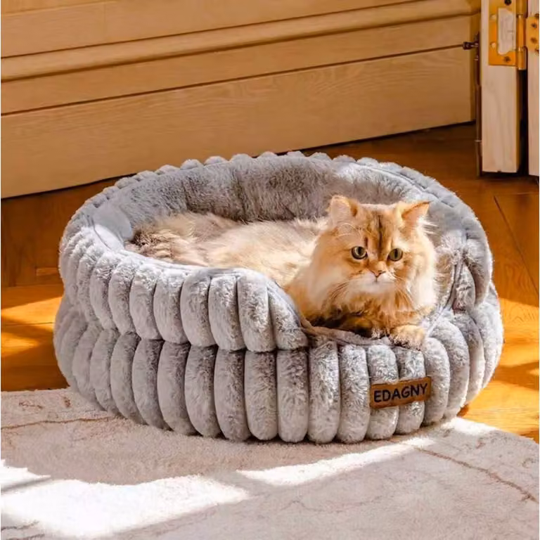 Cuccia rotonda per animali domestici, colore grigio, dimensioni 51 x 51 x 20 cm