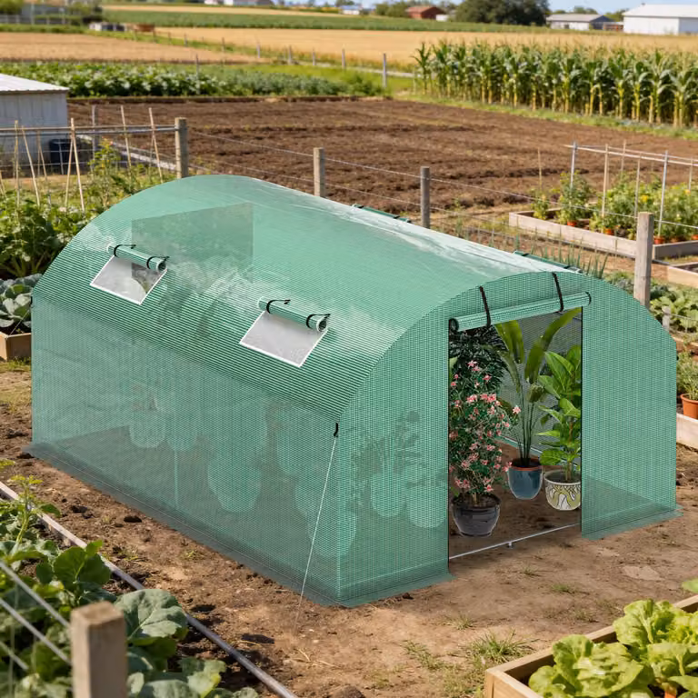 Serra Ikodm, serra per pomodori con porta e 4 finestre, 300x400x200 cm, verde