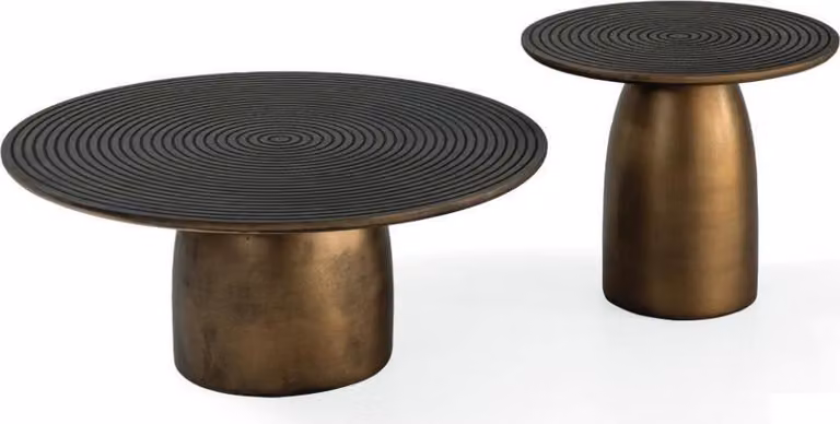 Couchtisch set 2x rund Wohnzimmer Tisch Edelstahl Luxus gold 2tlg. Tische