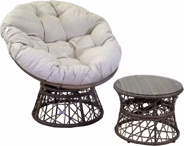 Poltrona alluminio polyrattan Baltimorapapasan con cuscino e tavolino