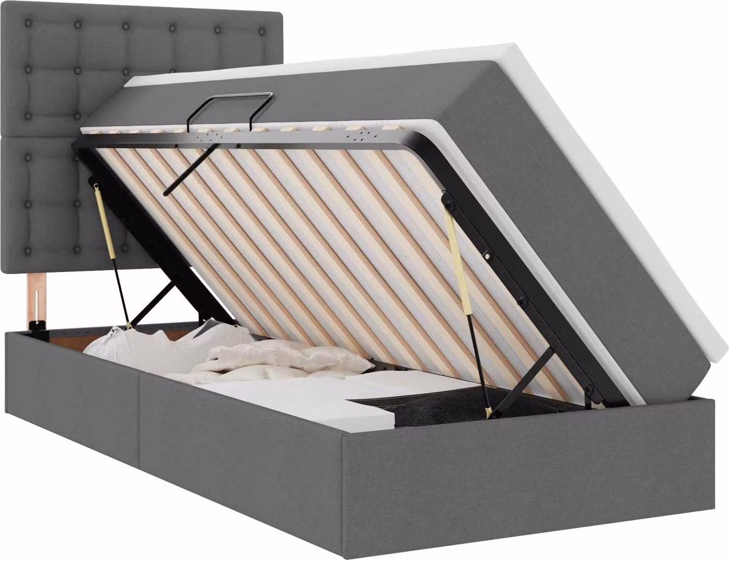 Letto con contenitore LED e materasso Grigio Scuro 90 x 200 cm