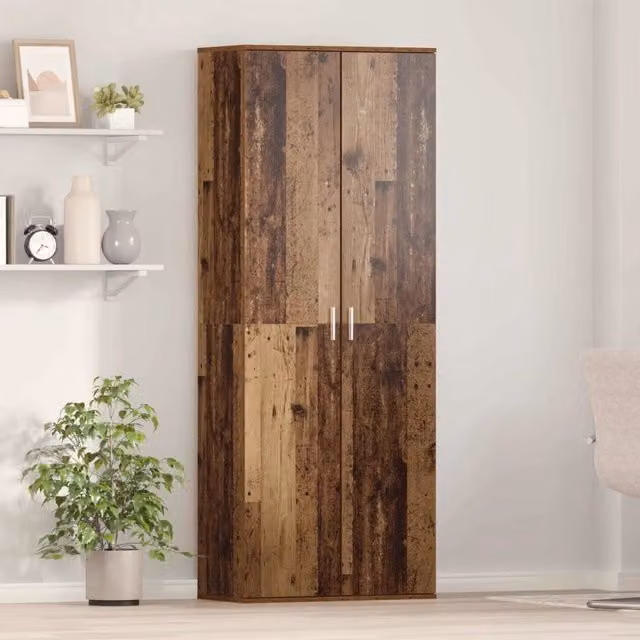 Credenza vidaXL in legno effetto legno vecchio marrone con ante a battente e ripiani interni L/P/H: 70 x 33.5 x 180 cm