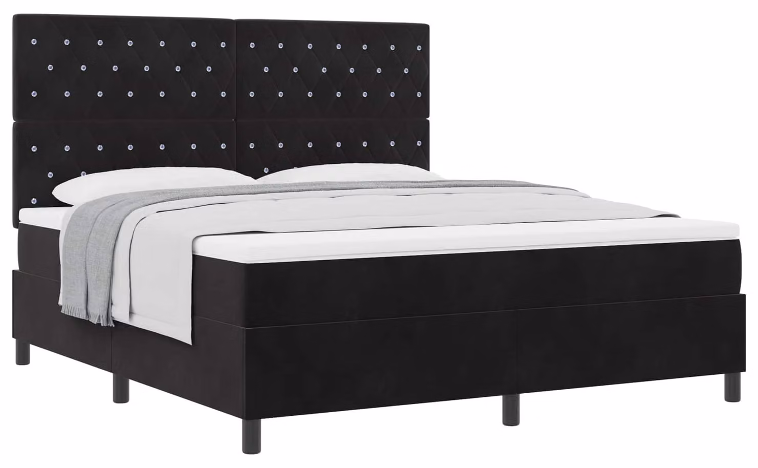Letto a molle con materasso nero 180 x 200 cm in velluto