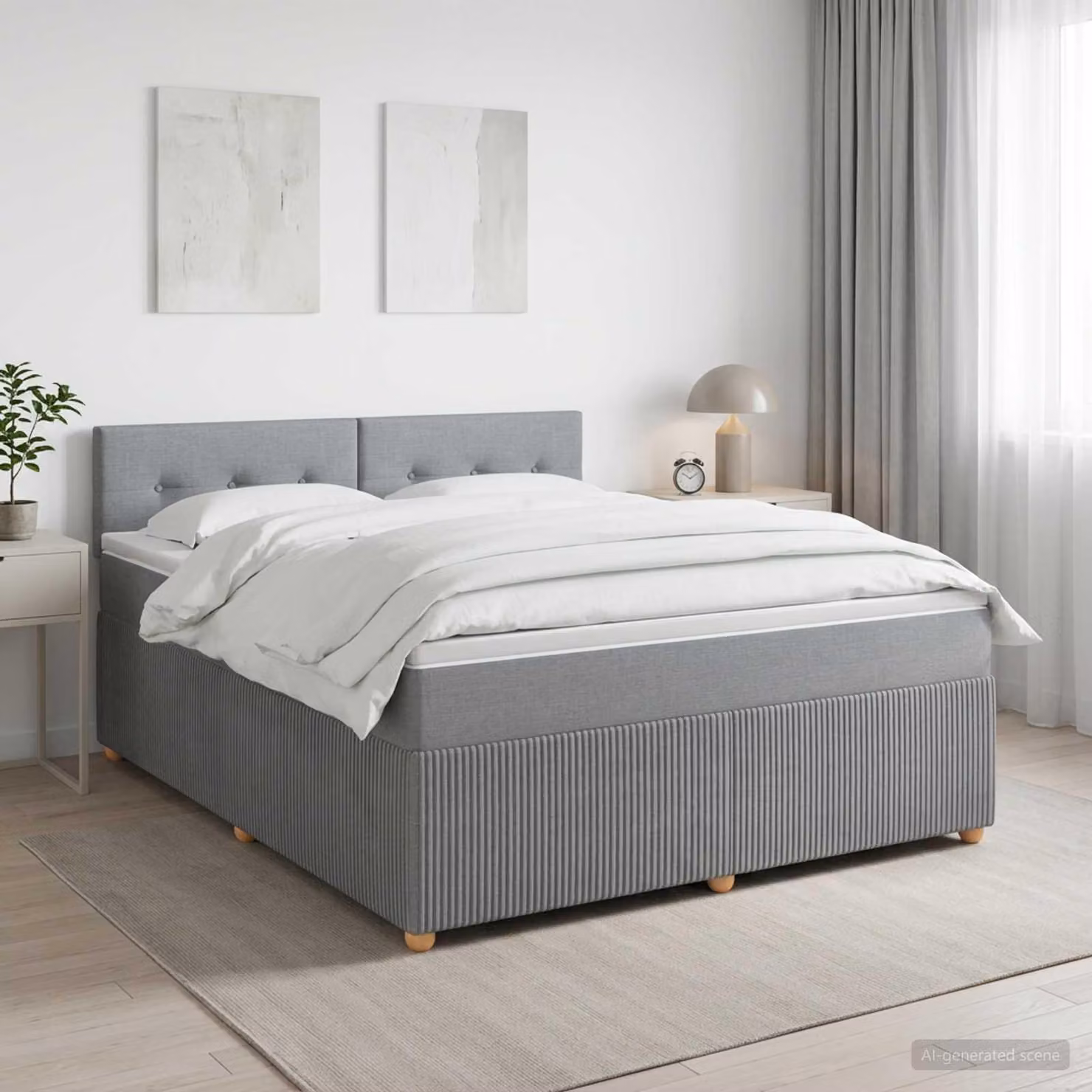 Maison Exclusive - Letto boxspring con materasso Grigio chiaro 140 x 200 cm Tessuto