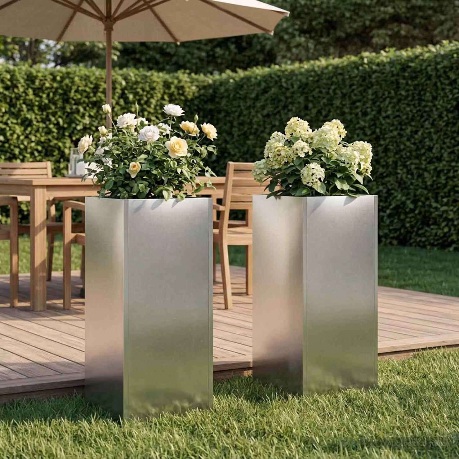 Set di 2 vasi da giardino vidaXL in acciaio inox color argento L/P/H: 20 x 20 x 40 cm