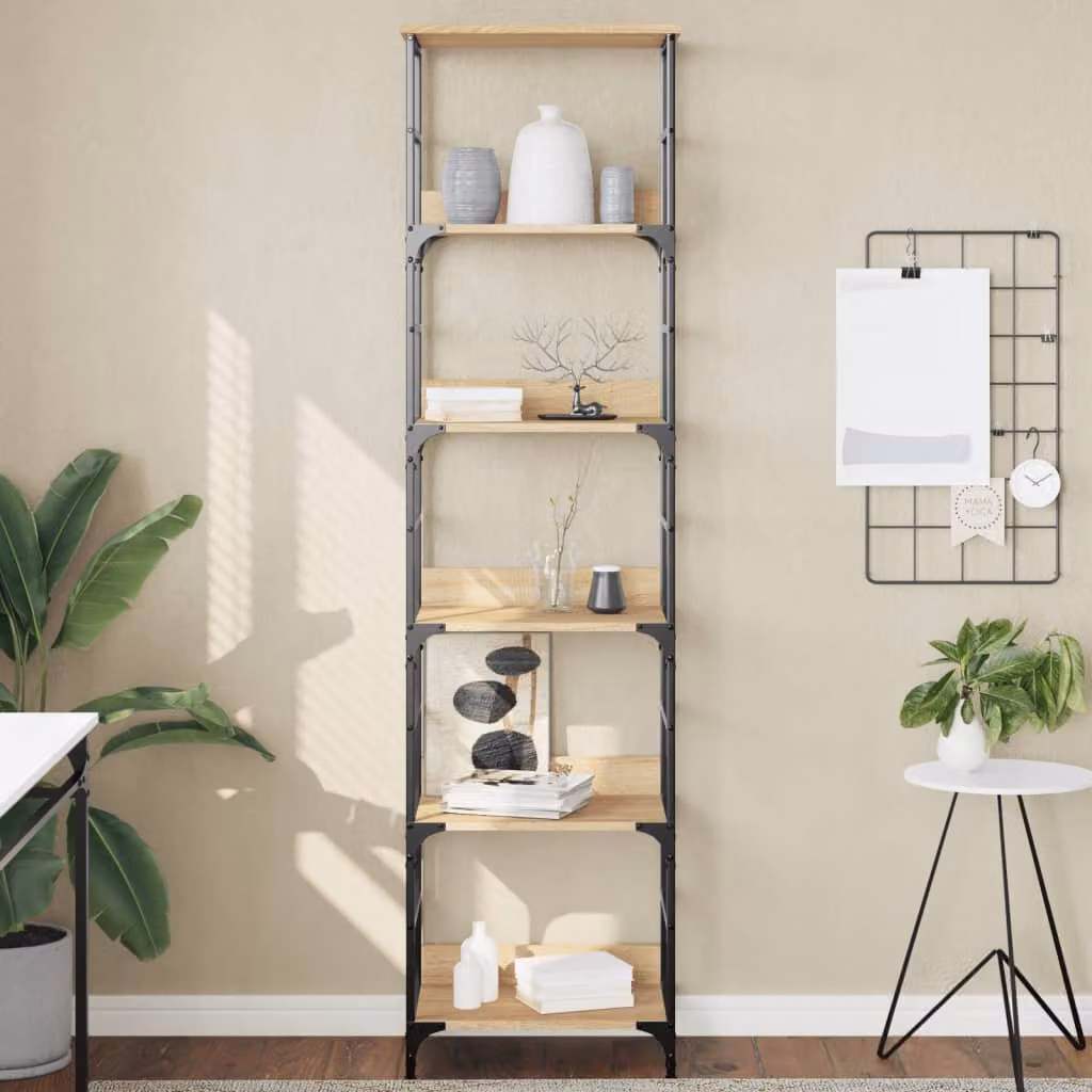 Libreria in stile industriale vidaXL in legno e metallo, colore marrone, L 50 cm x P 33 cm x H 188,5 cm