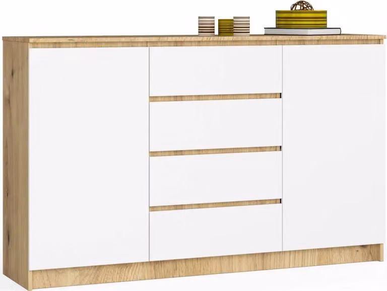 Cassettiera ampia combinata SAVRILA - rovere artisan / bianco