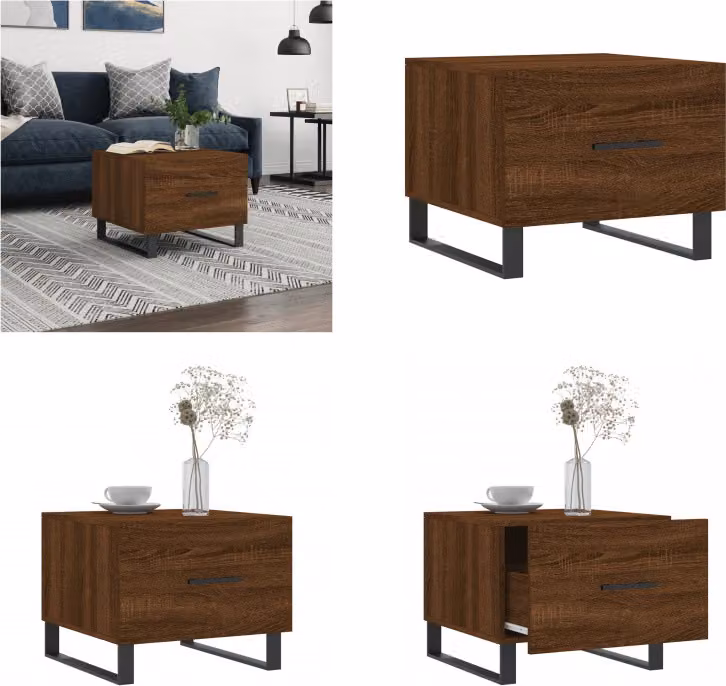vidaXL Tavolino da caffè marrone look rovere 50x50x40 cm materiale a base di legno - Tavolino da caffè - Tavolini - Tavoli occasionali