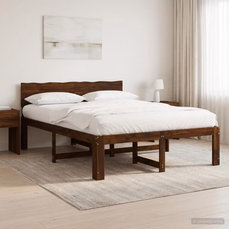 Letto matrimoniale con testiera vidaXL ROSTOCK in legno di acacia marrone scuro L/P/H: 124 x 200 x 81 cm