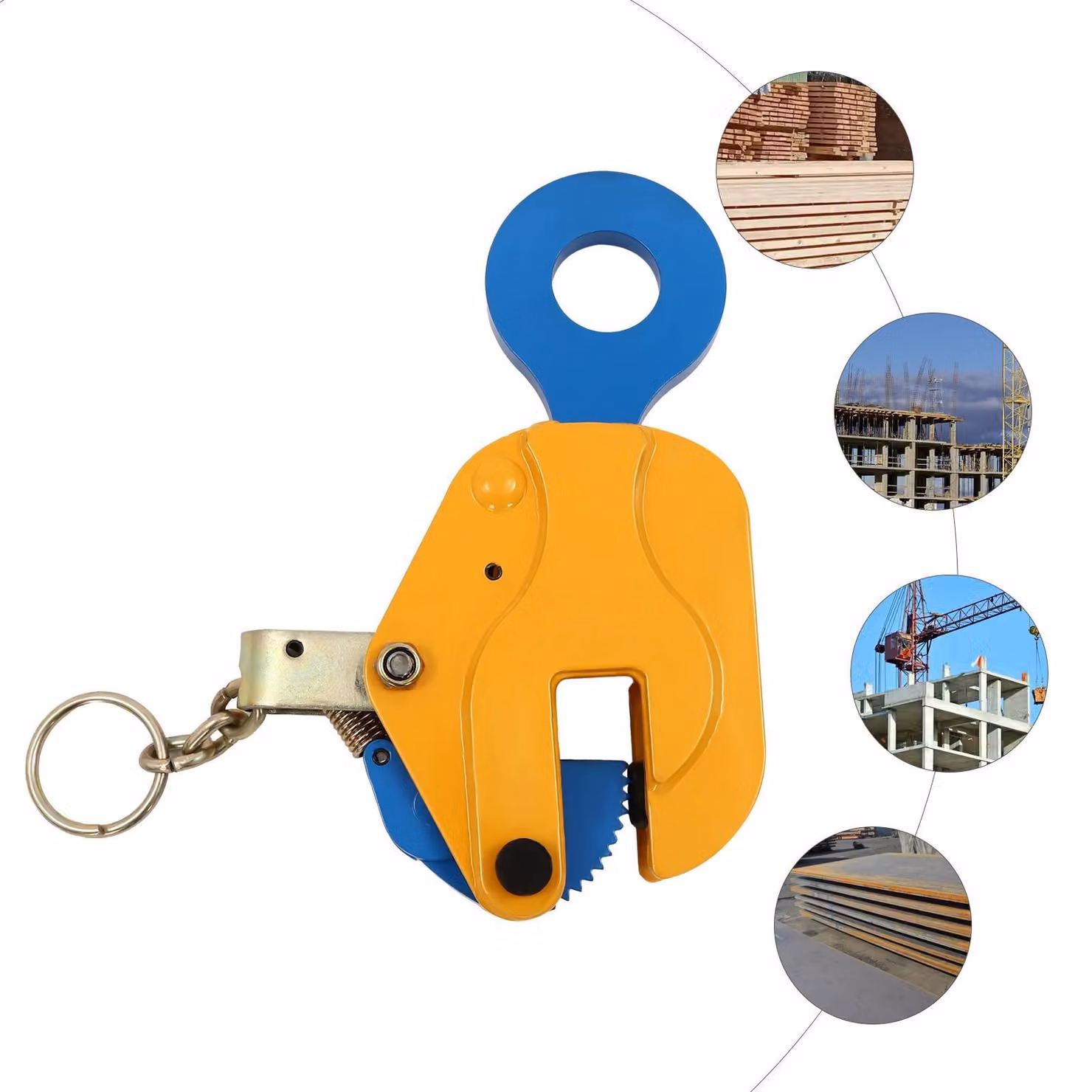 Pinza per lamiere - Pinza di sollevamento verticale 1 t/1000 kg - Pinza per lamiere per carichi pesanti, per sollevamento e trasporto verticale - Giallo/Blu
