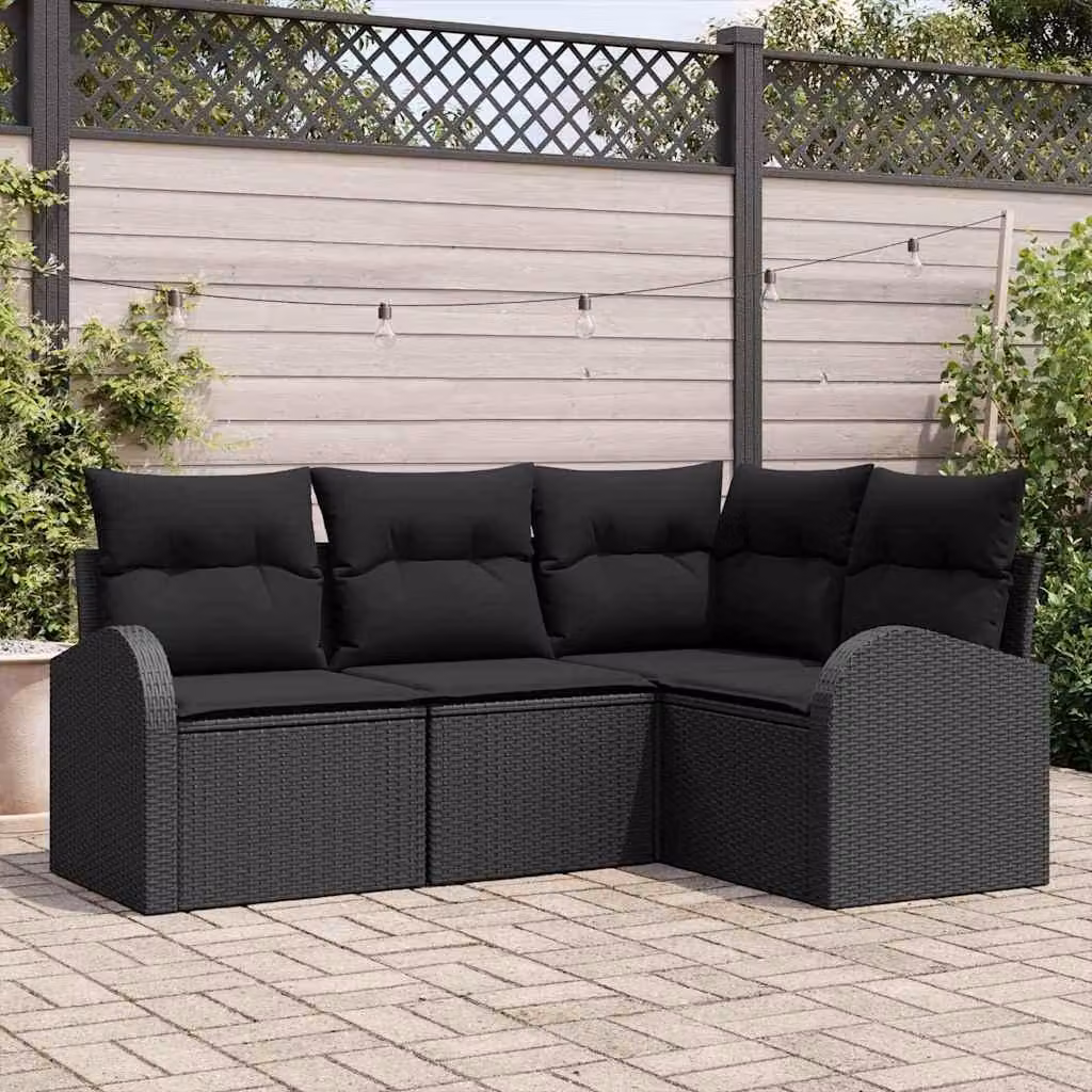 Maison Exclusive - Set Divano da Giardino 4 pcs Nero polyrattan
