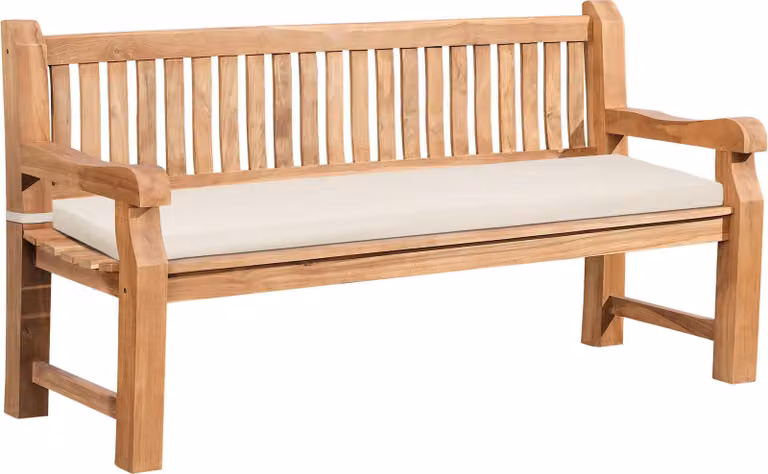 Panchina da giardino in teak color oro per 2-3 persone, resistente alle intemperie, ergonomica, dal design intramontabile