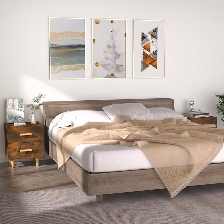 Set di 2 comodini vidaXL in stile scandinavo colore Rovere Fumo, L 40 cm x P 35 cm x H 47,5 cm