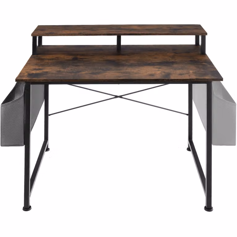 Scrivania da ufficio tectake in stile industriale marrone con struttura a X e piano in MDF laminato L: 120 cm, P: 60 cm, H: 75 cm