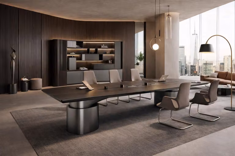 Tavolo da conferenza Braun-Grauer, elegante tavolo per riunioni, mobili per ufficio