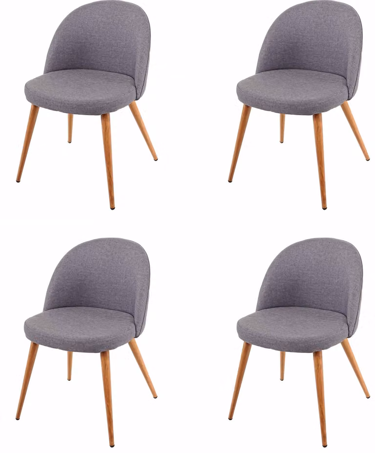 set di 4 sedie per sala da pranzo HWC-D53, sedia da cucina, design retrò anni '50, tessuto/tessuto ~ grigio scuro
