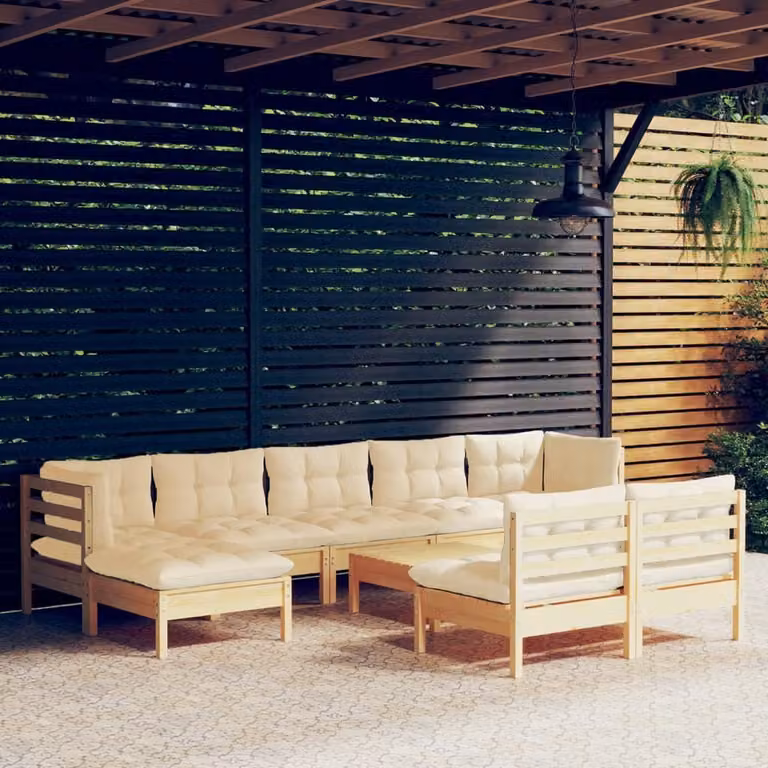 Maison Exclusive - Set Divani da Giardino 10 pz con Cuscini Crema Massello di Pino