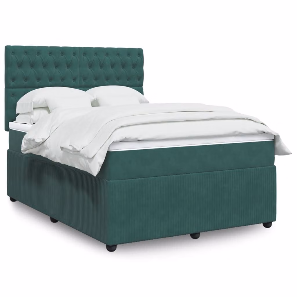 Maison Exclusive - Giroletto a Molle con Materasso Verde Scuro 140x200 cm Velluto