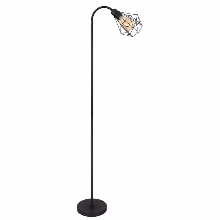 Globo Lighting lampada da terra in metallo nero opaco, maglia metallica nera opaca, interruttore a pedale nel cavo, Flexo, LxLxA: 370x220x1750mm, lunghezza cavo 1800mm, escl. 1x E27 40W 230V