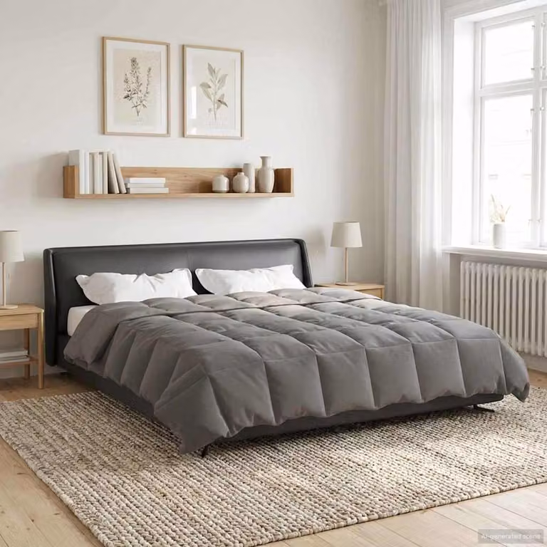 Piumino Estivo vidaXL in Microfibra Reversibile e Traspirante, Grigio, 200 x 220 cm